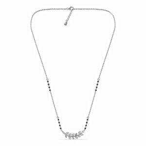 Compre un Mangalsutra de Plata Pura con Baño de Oro, Cadena de Perlas y Diamantes, Estilo Étnico Religioso, Regalo Perfecto para su Esposa - Product Image 3
