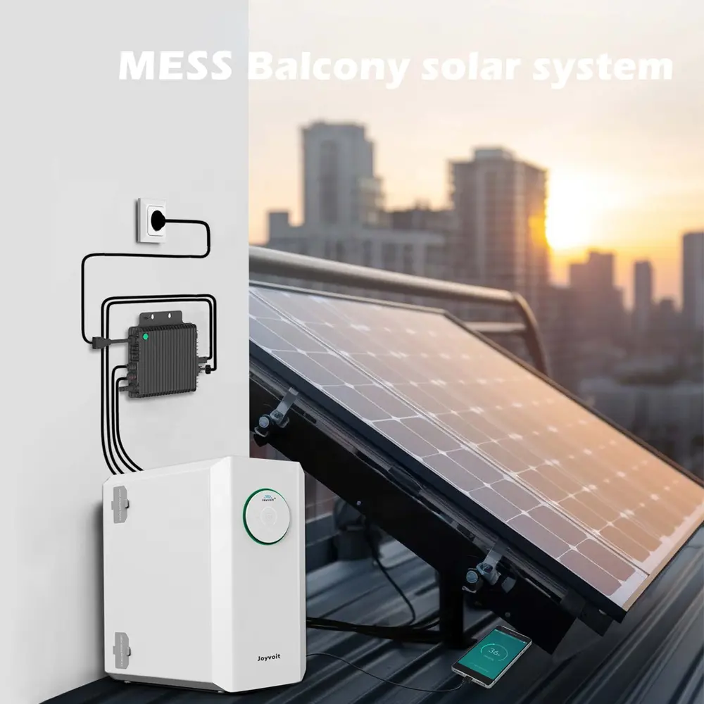 Batteries au lithium compactes 48V 500W et micro-onduleur avec supports en aluminium Système solaire hybride de balcon MESS 2.5KW