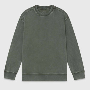 Unisex Vintage Washed Green Cotton Blended Fleece <b>Sweatshirt</b> Custom Oversized Pullover Crewneck Streetwear Casual Winter Jumper - Product Image 6
