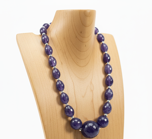 Collier tendance pour femme en argent tibétain de haute qualité, fait main, 18 pouces, avec un design géométrique de cadenas, perles d'aigue-marine naturelles, à la mode - Product Image 5