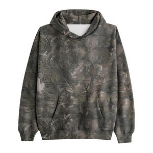 เสื้อฮู้ดดี้ลายพรางปักคุณภาพสูง ผ้าฝ้าย 100% พิมพ์ลายดิจิทัล แบบยูนิเซ็กซ์ ชายเสื้อและปลายแขนแบบริบ สำหรับใส่ลำลองในฤดูหนาว - Product Image 1