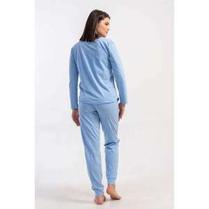 Ensemble de pyjama pour femme P.SUPREM à col rond, manches longues, avec poches et revers ovales - Bleu - Bleu - Product Image 4