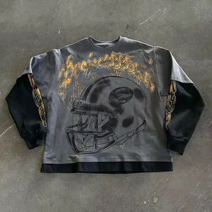 เสื้อยืดแขนยาวผ้าฝ้ายพิมพ์ลาย DGT ขนาดใหญ่ผ้าฝ้าย100% สองชั้นพิมพ์โลโก้ดิจิตอลกำหนดเอง - Product Image 1