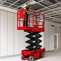 Plateforme de travail mobile électrique autopropulsée à ciseaux industrielle, hauteur de travail 4,5 m, plateforme antidérapante pour entrepôt