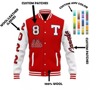 Veste d'université personnalisée chenille serviette broderie zip up polaire coton lettrage basketball veste d'université hommes nouveau OEM couleur personnalisée - Product Image 1