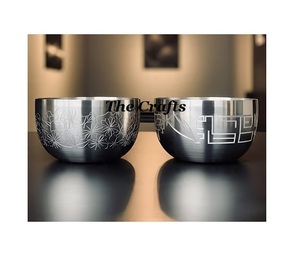 Tazón para servir de diseño único en acero inoxidable, vajilla de color plateado, juego de cuencos para chocolate de dos tamaños diferentes - Product Image 3
