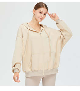 Veste de sport décontractée 100% coton pour femmes avec capuche à cordon de serrage personnalisée vente en gros de logo avant de tissage non tissé d'hiver - Product Image 6