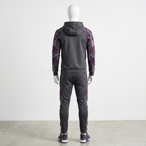 <b>Men</b> Charcoal Purple Hoodie Tracksuit Set <b>Pullover</b> Sweatshirt Jogger Pants Premium Sportswear Gym Training Running Fitness Outfit - Product Image 3