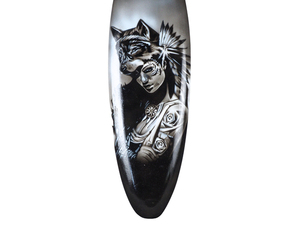 Venta al por mayor Mini tabla de surf de madera decoración colgante de pared estilo de arte para el hogar con aerógrafo pintura en la parte superior - Product Image 5