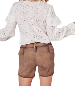 Pantalones cortos de cuero de cabra para mujer Pantalones cortos de cuero de alta calidad para mujer - Product Image 4