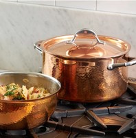 Paling menuntut kualitas terbaik terbuat dari tembaga Set tekstur dipalu dari 4 Ruffoni casserole saus & penggorengan peralatan masak