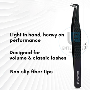 แหนบต่อขนตาปลายแหลมแบบนาโน OEM สแตนเลสสตีล 90 องศา สีดำ ขนาดเล็ก สำหรับต่อขนตาแบบวอลลุ่ม 12 ซม. รับทำโลโก้ตามสั่ง - Product Image 4