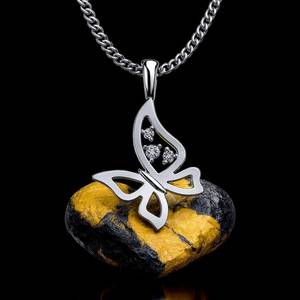 925 Sterling Silver <b>Gold</b> Vermeil Rhodium Plated Ferkos Butterfly Charm Pendant CZ Insects <b>Necklace</b> Dainty Minimalist Nature - Product Image 6