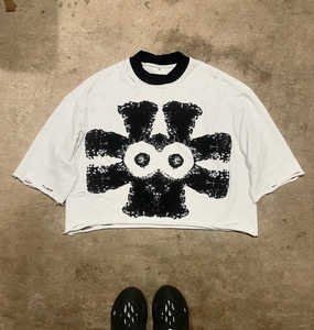 Street Wear Style Distressed Vintage T-shirt Boxy Fit Raw Hem Cut Edge Recortada Hombres Camiseta 100% Algodón Secado rápido Transpirable - Product Image 3