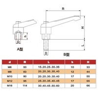 Bouton à vis mâle réglable M4-M16 en métal, 1 pièce, outil de serrage à levier pour machines, noir/orange
