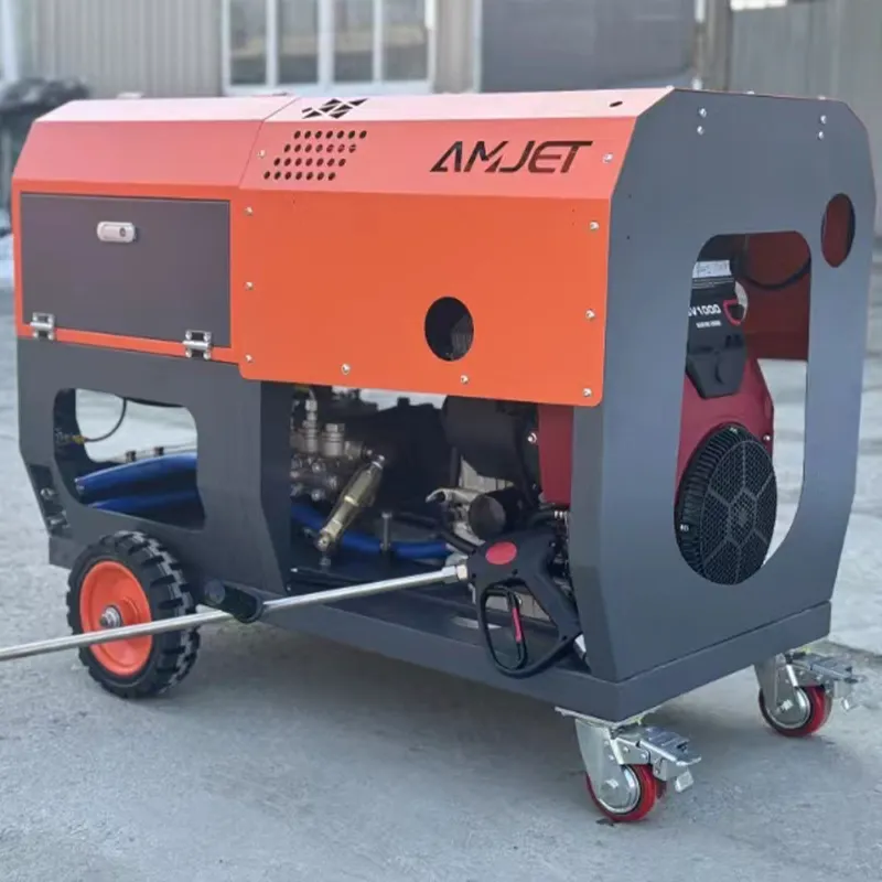 AMJET büyük AR pompa yüksek basınçlı temizleme makinesi konut mülkiyet ticari kanalizasyon temizleme için tasarlanmıştır
