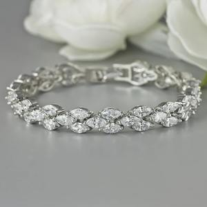 กำไลข้อมือเงินแท้ 925 ประดับเพชรโมอิสซาไนต์ทรงมาร์ควิส กำไลแฟนซี ของขวัญสำหรับเขา - Product Image 2