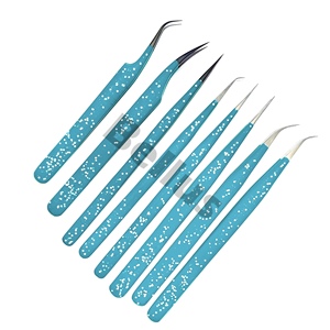 Pince à cils à pointe inclinée et à revêtement pailleté argenté avec poignée en diamant Pince à épiler écologique en acier inoxydable de marque privée - Product Image 6