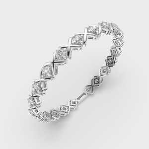 IGI Certified Lab Grown Diamond Geometric Link Bracelet in Solid 925 Sterling Silver Round Cut X Pattern Designer Bracelet - Product Image 4