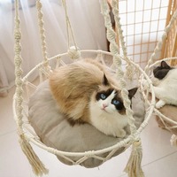JNC Macramé – Lit pour chat et lapin, tailles et couleurs personnalisables, moderne, confortable, lavable à la main, motif animalier, rembourrage coton et polyester