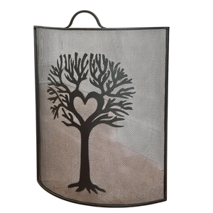 Paravent de cheminée en fil de fer à motif d'arbre, accessoires de cheminée, finition noire, écran de cheminée solide à panneau unique - Product Image 1