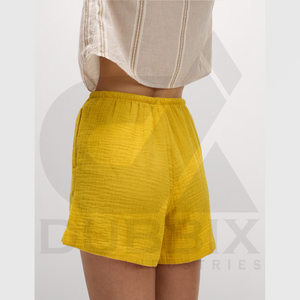 Pantalones cortos regulares para mujer 100% algodón personalizable Logo pegatina Color patrón diseño pantalones cortos para mujer - Product Image 3