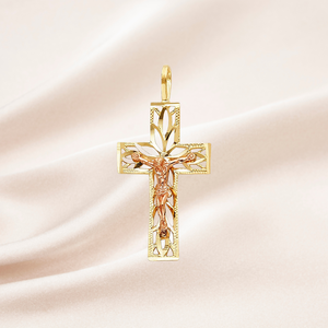 สร้อยคอไม้กางเขนชุบทองคำขาว 14K สีทองชมพูและสีเหลือง ดีไซน์ศาสนาคริสต์สำหรับเด็ก ทำจากโลหะผสม ปรับแต่งได้ กำลังเป็นที่นิยมมาก - Product Image 6