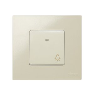 Pulsante a pressione color avorio con luce incisa 10 A 250 V (Simon 27 27161-62) - Product Image 2