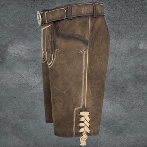 Lederhosen bavarois authentique pour hommes Oktoberfest allemand de qualité supérieure Shorts traditionnels en cuir suédé pour acheteurs de gros vêtements - Product Image 5
