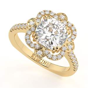 2,00 CTVintage Style Art Deco Halo Designer Anillo de compromiso, Anillo de aniversario con corte de cojín, Conjunto de catedral Anillo de bodas - Product Image 1