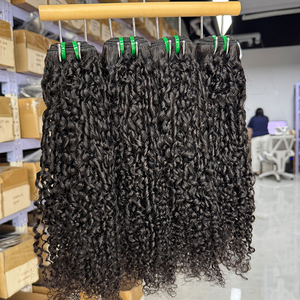 Pixie Curly Human Hair Bundles Natural Black Soft Tight Curls Double Weft Full Ends Hair Extensions For <b>Sew</b> In - Product Image 1
