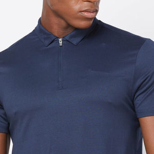 Casual 100% algodón para Polo para hombre patrón sólido con ajuste de contraste cremallera de punto Regular Fit - Product Image 2