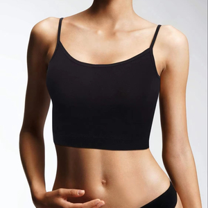 Débardeur court en dentelle tricotée pour femme, doux, extensible, côtelé, décontracté, sans manches, 100% coton, pour un usage quotidien estival, tendance - Product Image 1