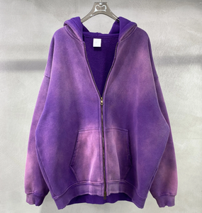 Sudadera con Capucha Lisa Retro Vintage al por Mayor para Hombre, 400 GSM, Sudadera con Capucha Doble con Cremallera Completa, Sudadera con Capucha Desteñida por el Sol - Product Image 4