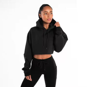 เสื้อฮู้ดโอเวอร์ไซส์ของผู้หญิงโอเวอร์ไซส์แบบกำหนดเองมีซิปปกเสื้อถักแบบสวมหัวลำลองฤดูหนาว - Product Image 1