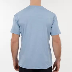 Venta al por mayor de manga corta con cuello redondo de buena calidad 100% algodón Slim Fit gris en blanco camiseta de los hombres - Product Image 2