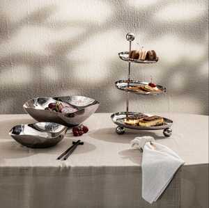 Ensaladera Decorativa de Metal Plateado, Forma Redonda, la Mejor Ensaladera con Juego de Servidores a Precio Económico, Vajilla - Product Image 6