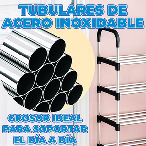 Organizzatore per Scarpe e Vestiti a 6 Ripiani in Acciaio Inox, Design Moderno Smontabile per Cucina e Soggiorno, Materiale PP e Tessuto - Product Image 6