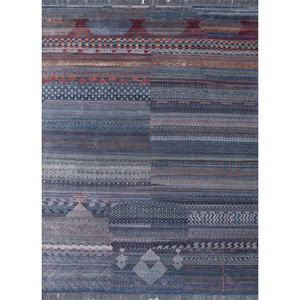 Tapis géométrique bleu Freedom Manchaha en laine et soie de bambou noué à la main pour la décoration de la maison et du salon - Les-8235 Jaipur Rugs US - Product Image 1