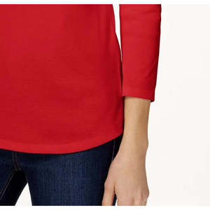 Top da Donna Charter Club Taglia Piccola con Bottoni sulle Spalle in Cotone Pima Rosso Stile Casual Semplice Lavorato a Maglia con Ricamo in Raso Taglia XL - Product Image 3