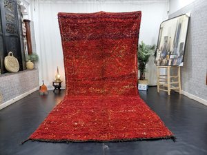 พรมเบอเบอร์สไตล์โมร็อกโก5x12แนววินเทจเนื้อบางผืนสีแดงพรมตูลูแบบถักมือสำหรับตกแต่งพรมของตกแต่งบ้านโรงแรม - Product Image 2