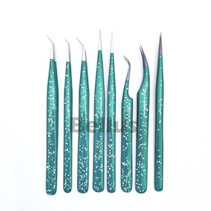 Pinzas de volumen con recubrimiento en polvo personalizadas, Punta puntiaguda, pinzas de extensión de pestañas curvas, herramientas de acero inoxidable de etiqueta privada - Product Image 4