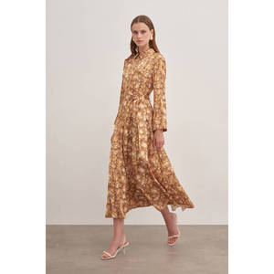 Vestido Camisero Vintage con Estampado y Diseño Calado, con Borlas, Largo hasta la Rodilla, Estilo Casual para Mujer - Product Image 4