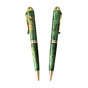 Stylo à bille en bois stabilisé fait main de luxe, largeur d'écriture 0,7 mm, cadeau d'affaires de bureau, souvenir de mariage, aquamarine - Product Image 1