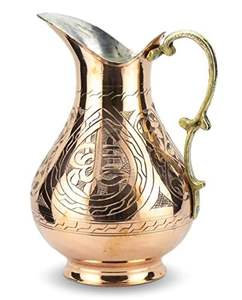 Jarra de Agua Clásica Hecha a Mano de Cobre con Asa de Latón |   Jarra Vintage para Bebidas, Decoración del Hogar, Uso en Hoteles y Restaurantes - Product Image 4