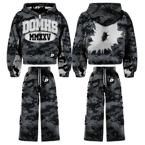 Conjunto de Pantalones y Sudadera con Capucha de Forro Polar, Ropa Deportiva Informal de Invierno, Unisex, Sólida, Transpirable, 100% Algodón, Ecológica - Product Image 2