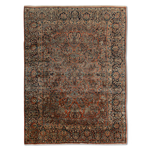 Tapis en laine noué à la main Aalam, grande surface, rouge, orange, floral abstrait, pour entrée, couloir, rectangulaire 9x12 pouces - Product Image 1