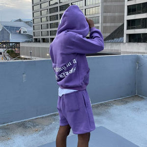 Survêtement lourd personnalisé 100% coton 400 Gsm French Terry pour ensemble de joggings et sweats à capuche à imprimé bouffant pour l'hiver - Product Image 3