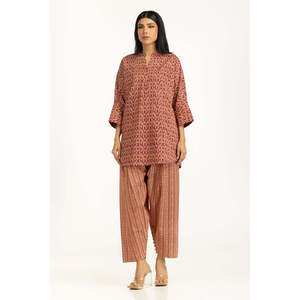 ชุดเซ็ตผ้าฝ้ายผสมวิสโคสพิมพ์ลายลำลอง รุ่น IPST-55321 แขนสามส่วน สำหรับฤดูใบไม้ผลิ/ฤดูร้อน - Product Image 3