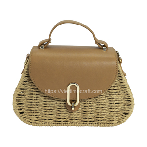 Bolso de paja tejido a mano de alta moda, bolso de mano verano playa verano moda tamaño personalizado artesanía de Vietnam - Product Image 6